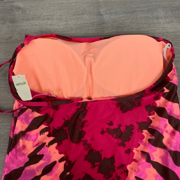 Aerie Pink Tie Dye One Shoulder Full Coverage One Piece Swimsuit Sz.L Long NWT - Picture 13 of 16